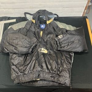 Starter vintage army football Black Puffer Jacket with Hood